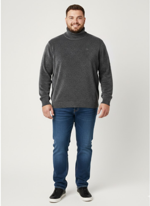 Knitted Men Pullover, High Neck