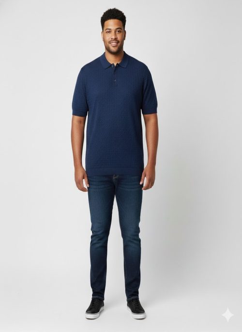 Men’sPoloNeck,S/Slv BTNPullover